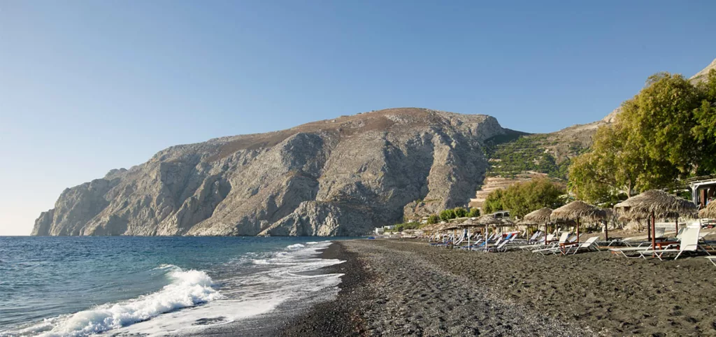 Enjoy Kamari beach on Santorini