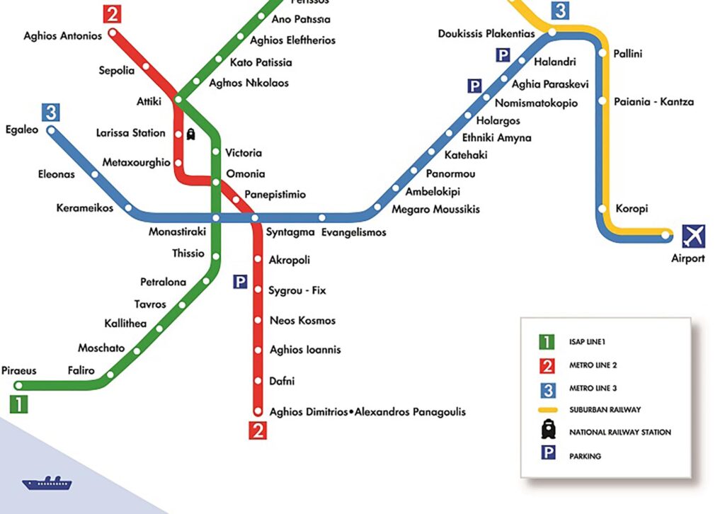 Carte du métro d'Athènes