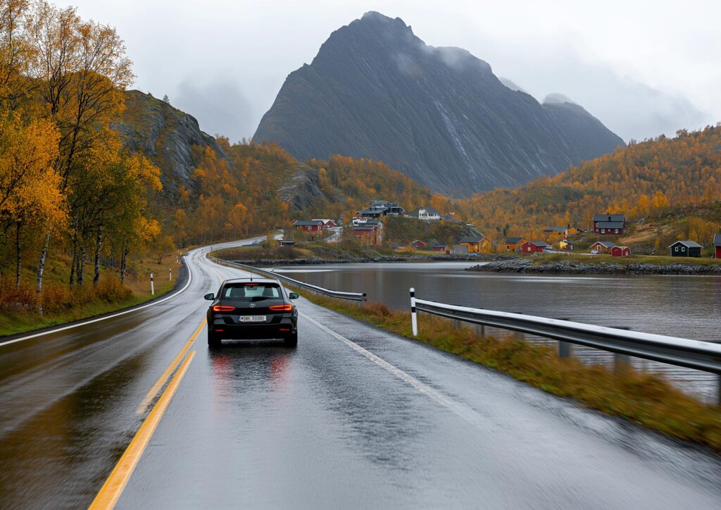 Where can you rent a car to explore the Lofoten Islands?